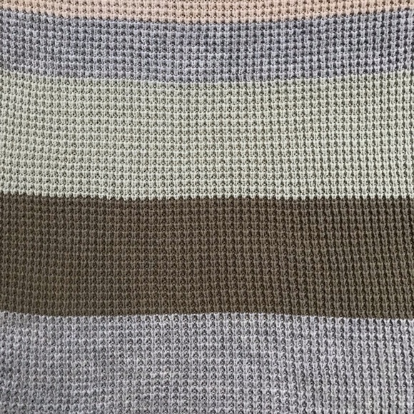 Cloud Chaser V Neck Striped Knit Sweater Womens Size Medium White Green Blue - Picture 9 of 9